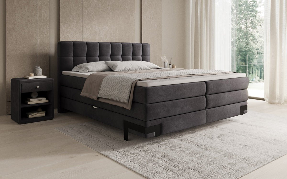 Boxspringbed Isabell met opbergruimte in Fluweel