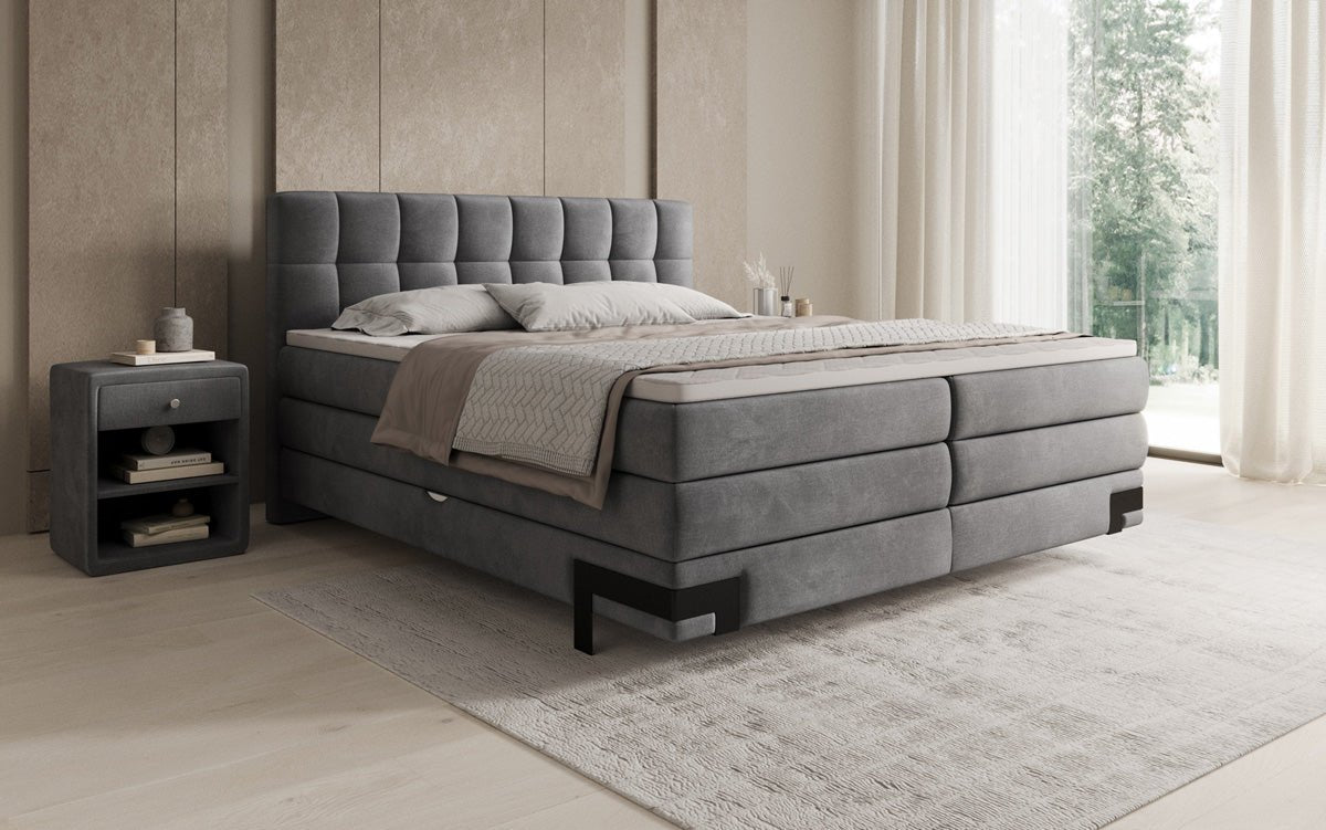 Boxspringbed Isabell met opbergruimte in Fluweel
