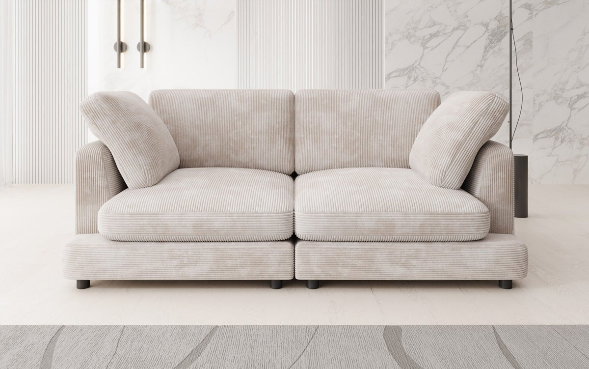 Designer 2-zits bank Thalessa in Ribstof