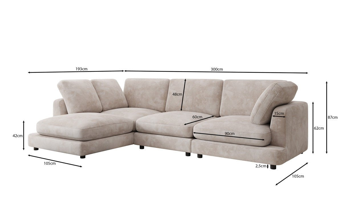Designerbank Thalessa L in Ribstof