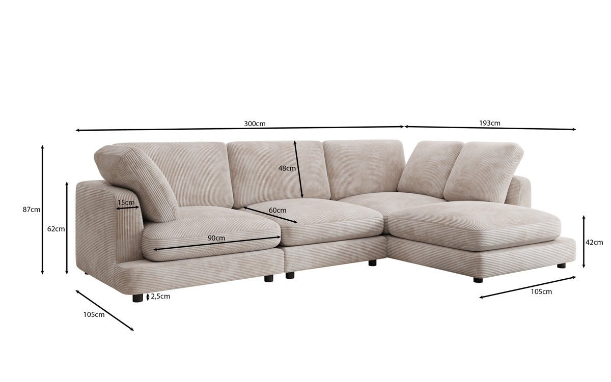 Designerbank Thalessa L in Ribstof
