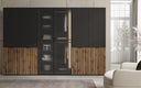 Moduro Serin – Drie-module design kledingkast met hout- en structuurglasfront