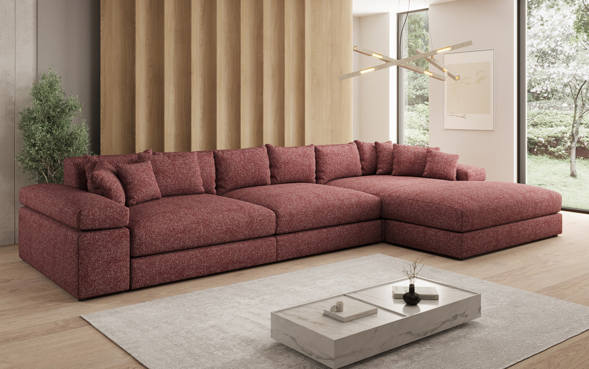 Designer Ecksofa Bernardo Maxi mit breiter Ottomane in Strukturstoff
