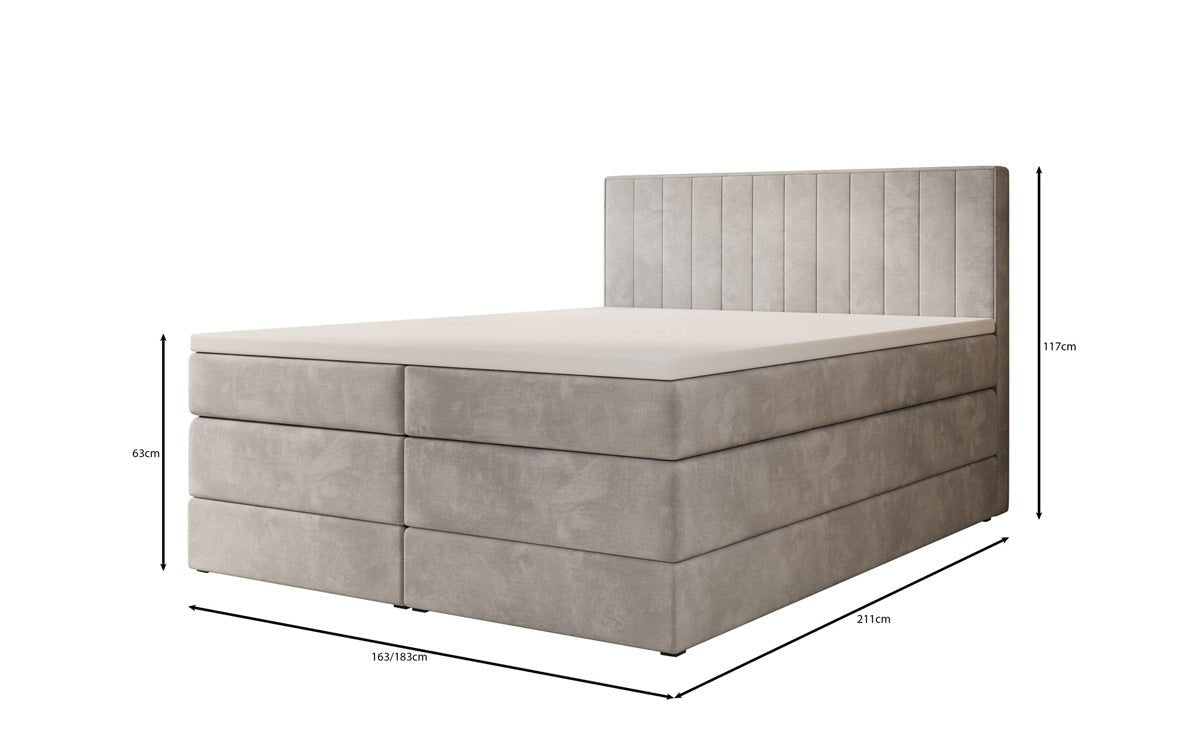 Lit boxspring Avera avec rangement en Velours