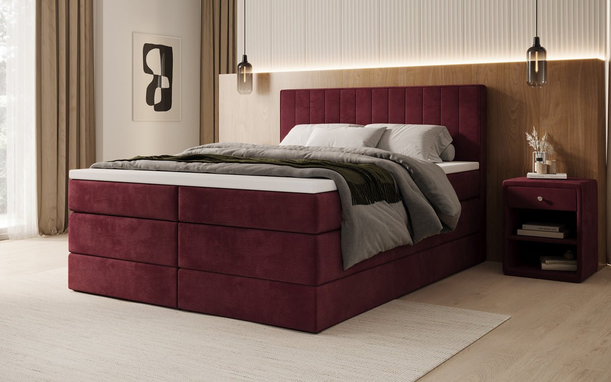 Lit boxspring Avera avec rangement en Velours