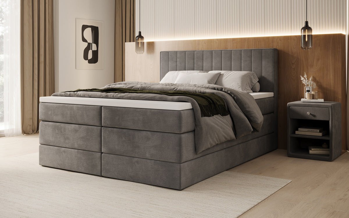 Boxspringbed Avera met opbergruimte in fluweel