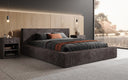 Lit rembourré design Harmon en côtelé avec rangement