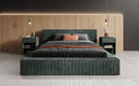 Lit rembourré design Harmon en côtelé avec rangement