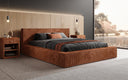 Lit rembourré design Harmon en côtelé avec rangement