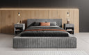 Lit rembourré design Harmon en côtelé avec rangement