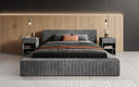 Lit rembourré design Harmon en côtelé avec rangement