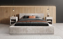 Lit rembourré design Harmon en côtelé avec rangement