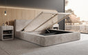Lit rembourré design Harmon en côtelé avec rangement