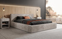 Lit rembourré design Harmon en côtelé avec rangement