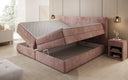 Lit boxspring familial Stella en 220/240x200 avec rangement en côtelé