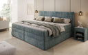 Lit boxspring familial Stella en 220/240x200 avec rangement en côtelé