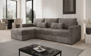 Designer Ecksofa Roma in Cord mit Schlaf- und Klappfunktion