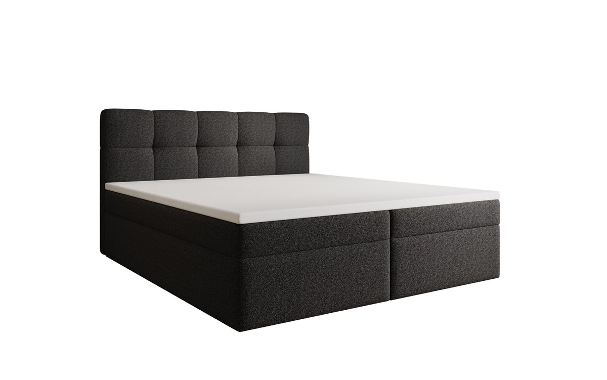 Boxspringbett Cozy II in Teddy Bouclé mit Stauraum