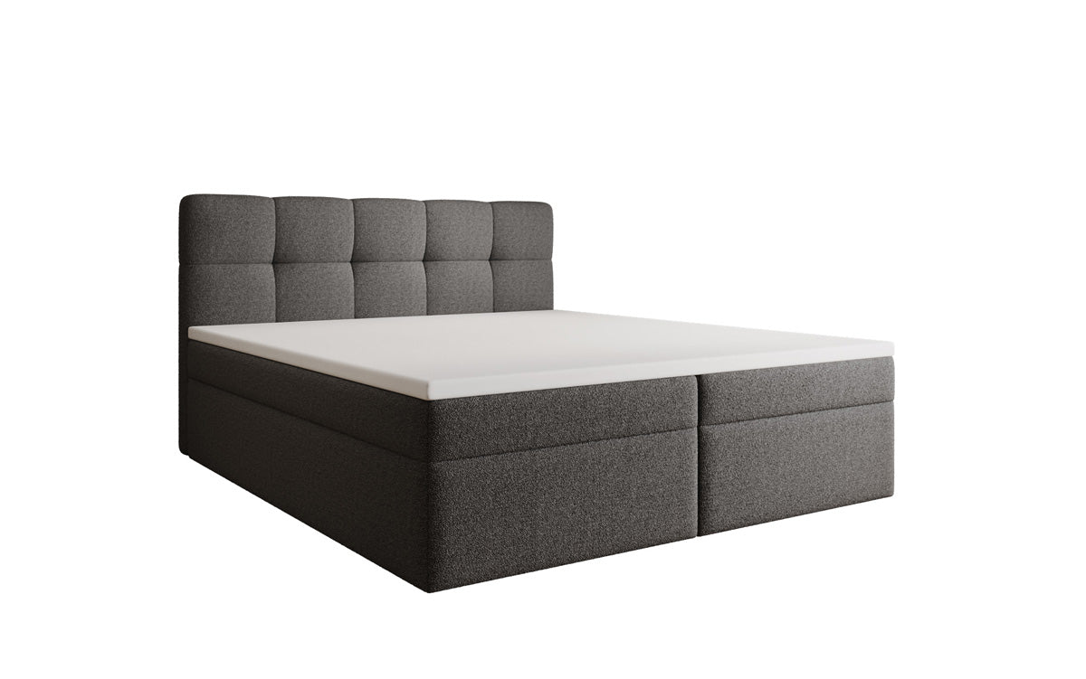 Boxspringbett Cozy II in Teddy Bouclé mit Stauraum