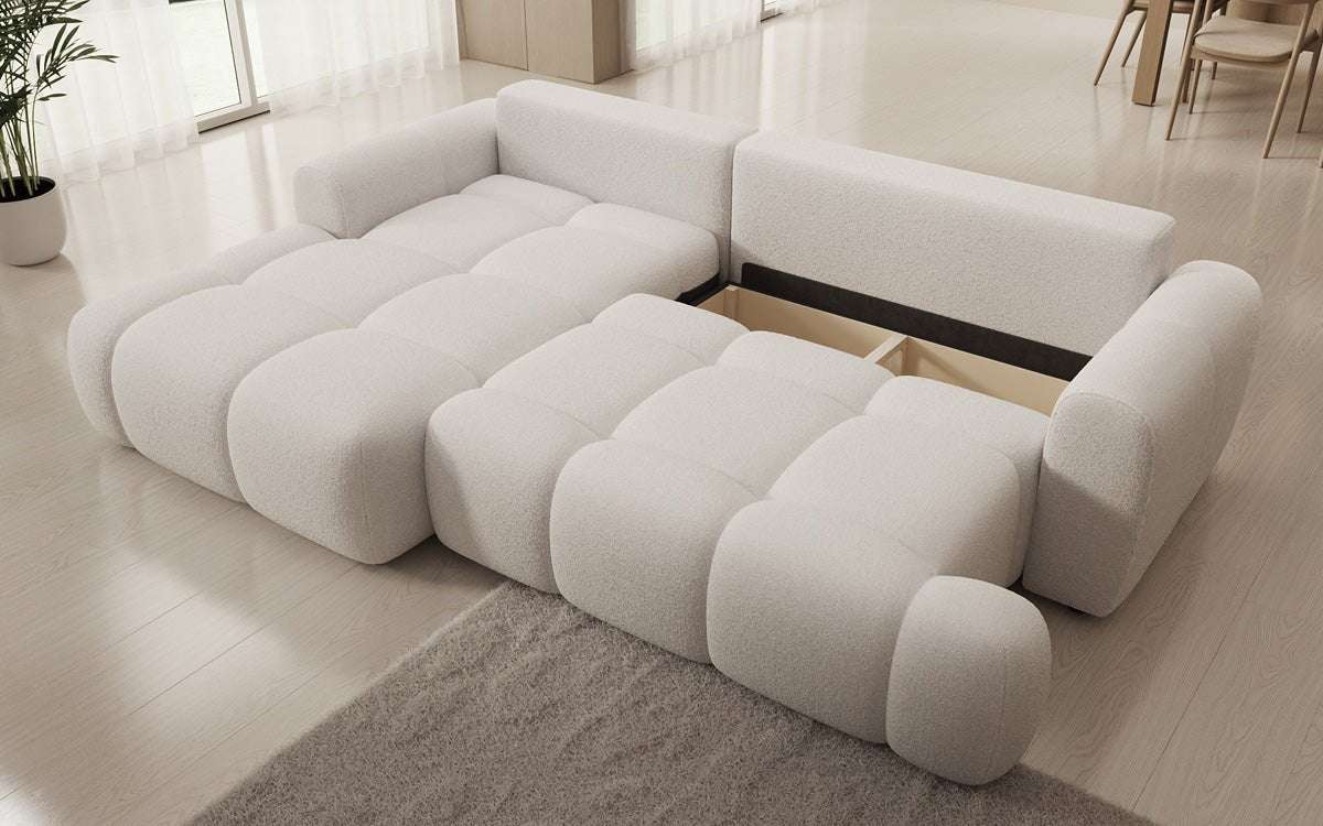 Designer Sofa Analfi L mit Schlaf- und Klappfunktion in Bouclé