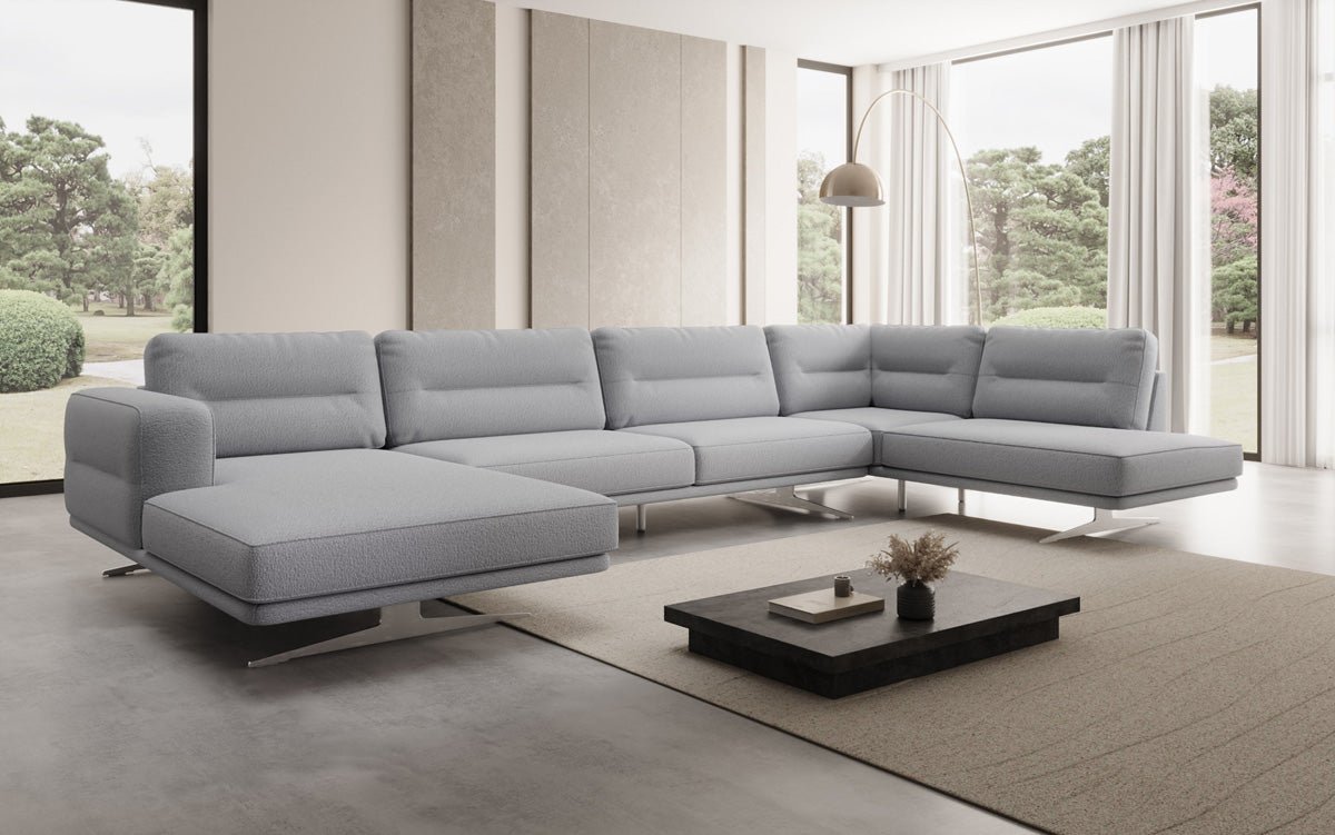 Designer Sofa Wohnlandschaft Torino U in Bouclé