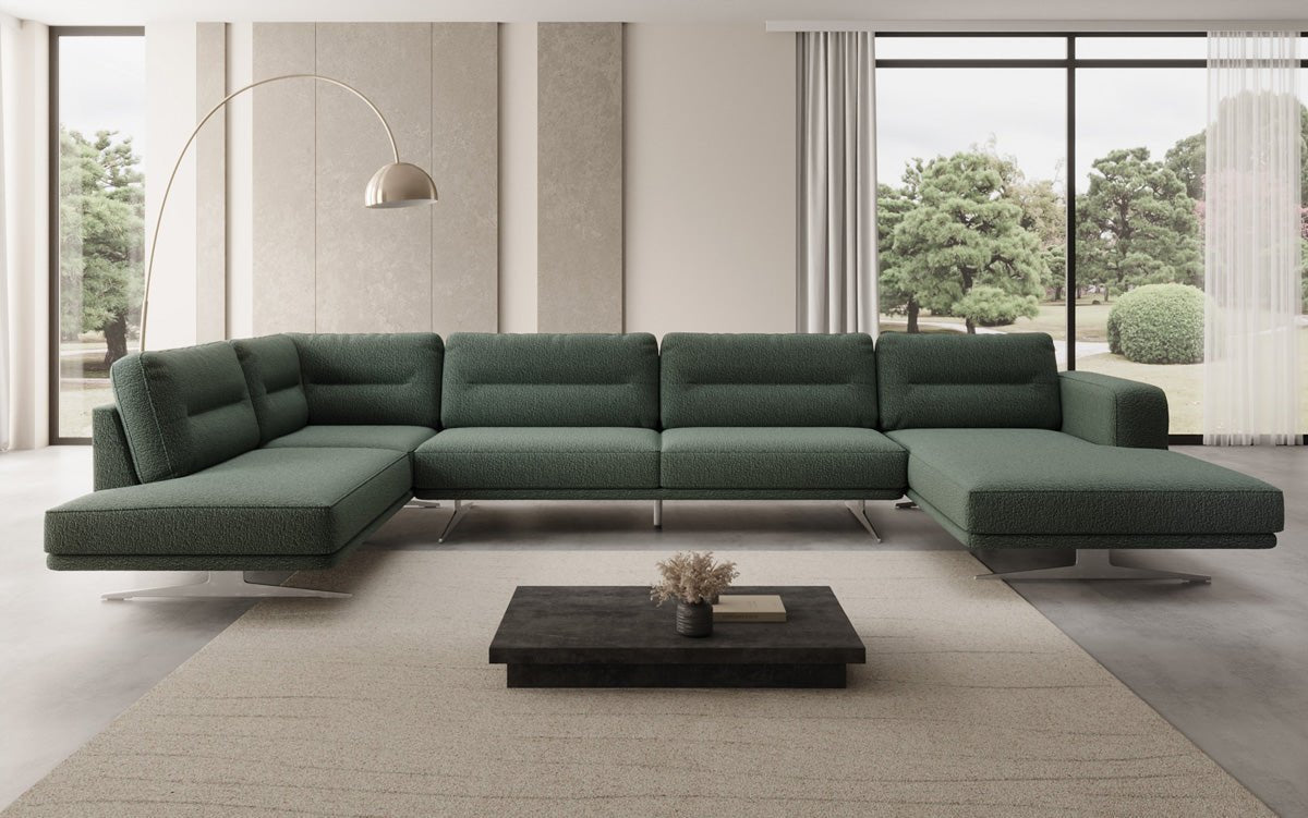 Designer Sofa Wohnlandschaft Torino U in Bouclé