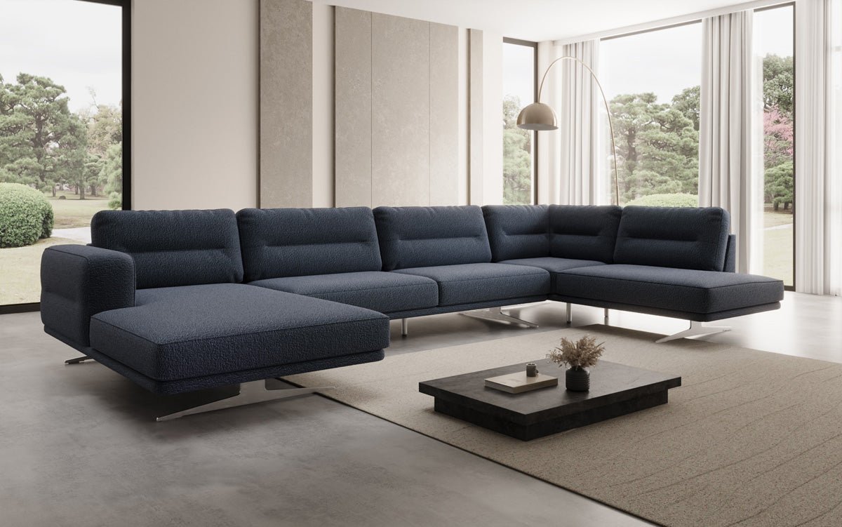 Designer Sofa Wohnlandschaft Torino U in Bouclé