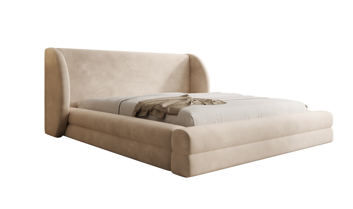 Designer gestoffeerd bed Liv in Fluweel met opbergruimte