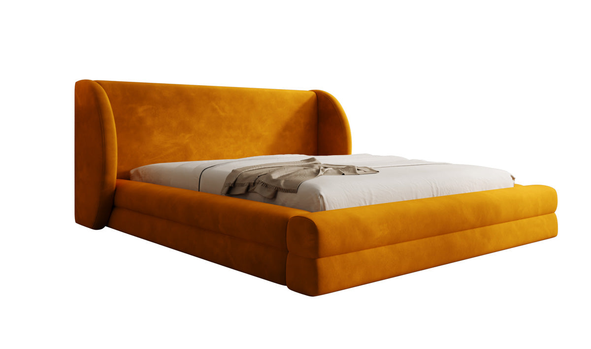 Designer gestoffeerd bed Liv in Fluweel met opbergruimte