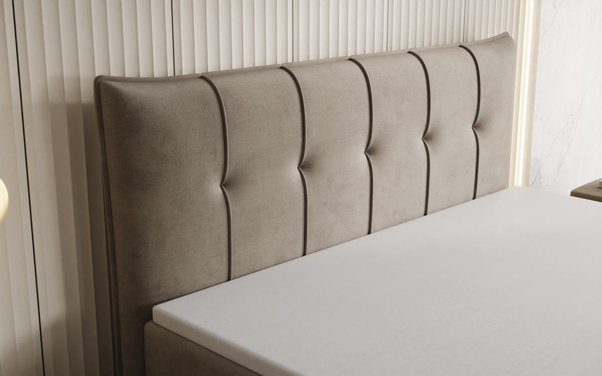 Boxspringbed Treviso met opbergruimte in Fluweel