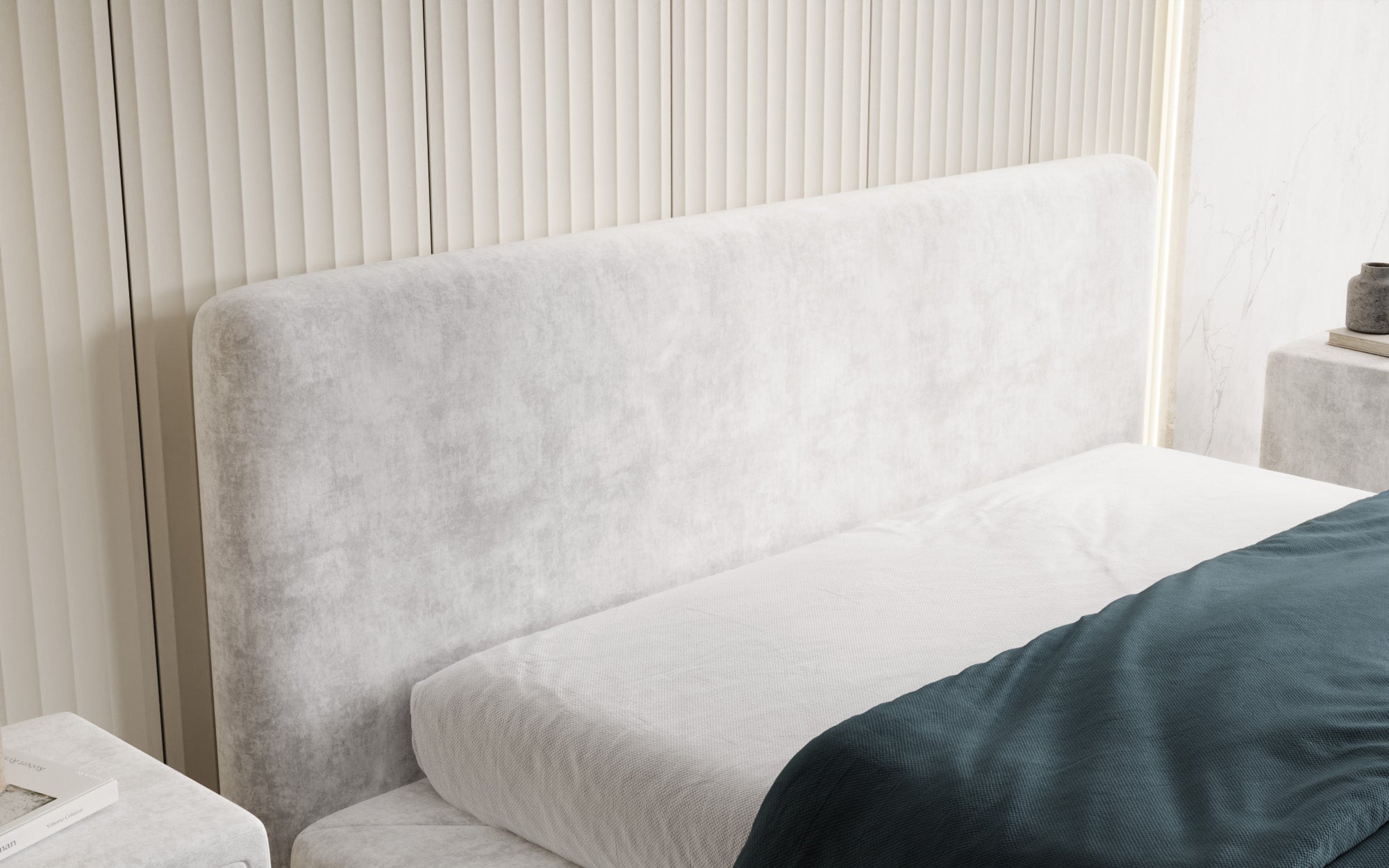 Designer gestoffeerd bed Yumi in Fluweel
