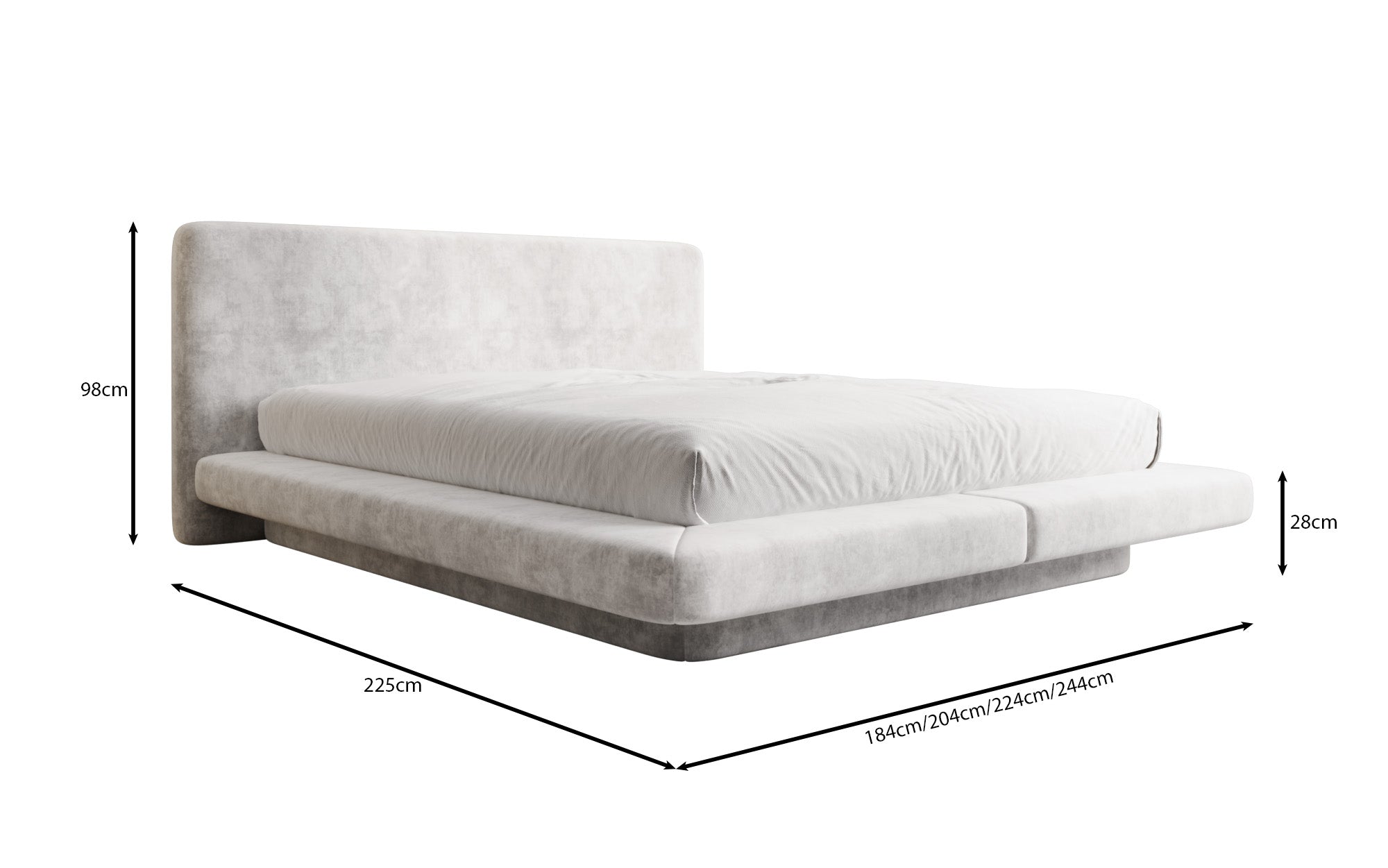 Designer gestoffeerd bed Yumi in Fluweel