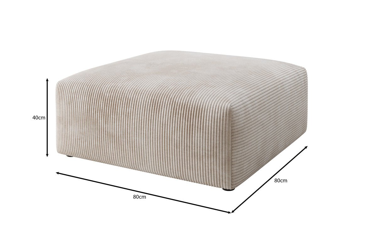 Beistellhocker 80 cm Snug uit Ribstof