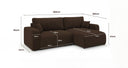 Designer Ecksofa Noma mit Schlaf- und Klappfunktion in Cord