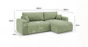 Designer Ecksofa Noma mit Schlaf- und Klappfunktion in Cord
