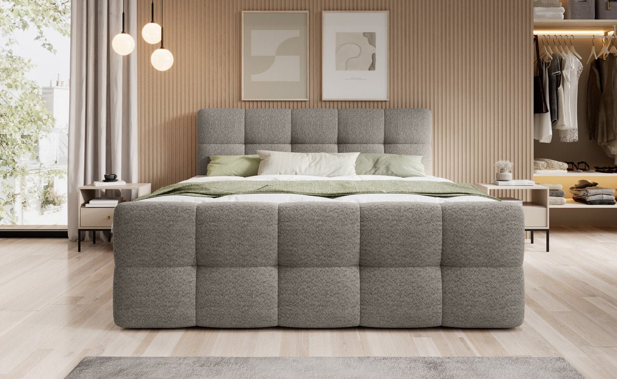 Lit boxspring Cozy Bouclé avec espace de rangement