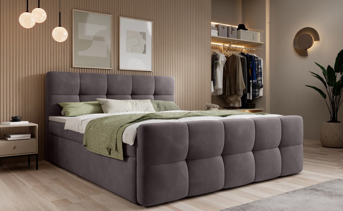 Lit boxspring Cozy Velours avec espace de rangement