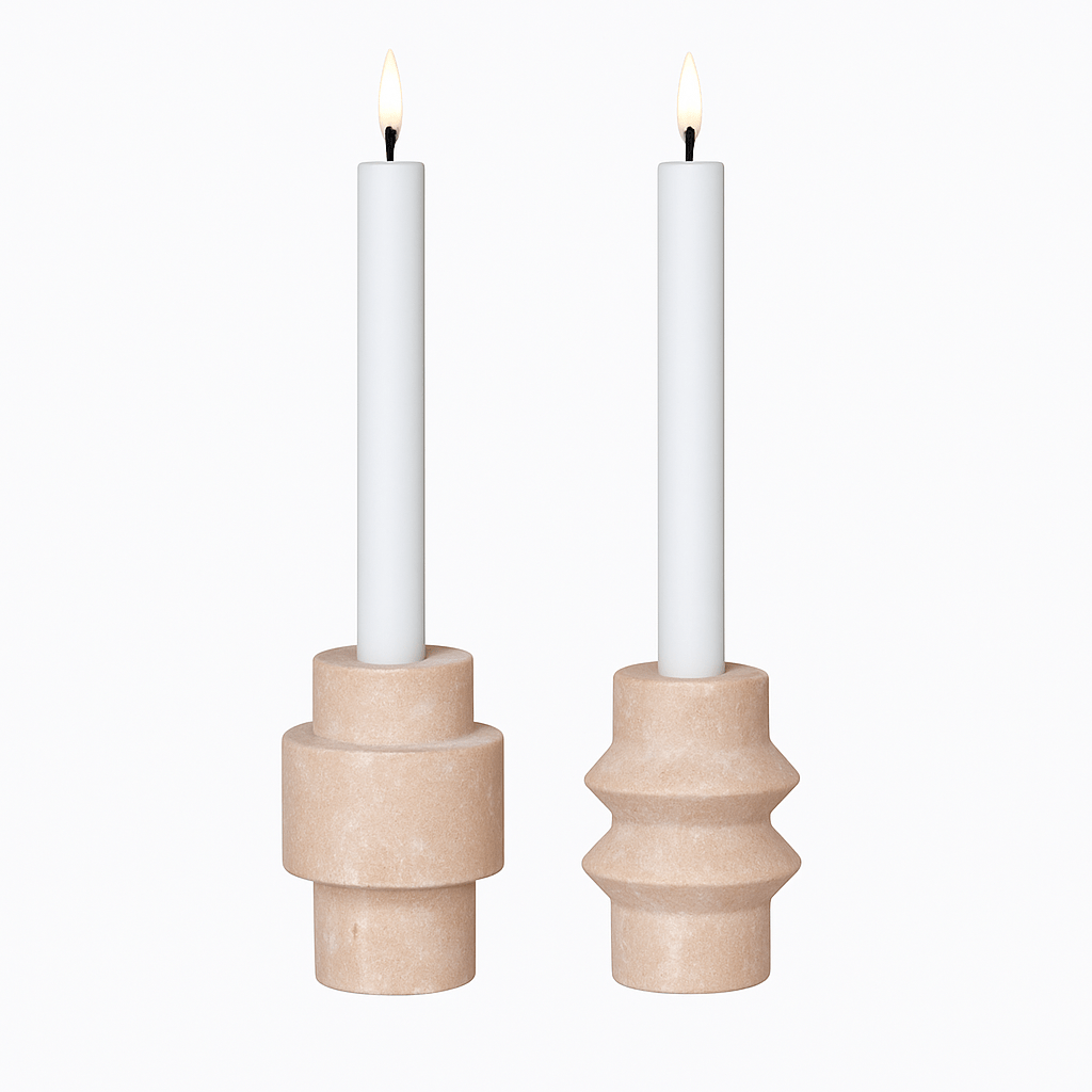 Kaarshouder-set "Traverno Duo" – natuursteen-design van travertijn