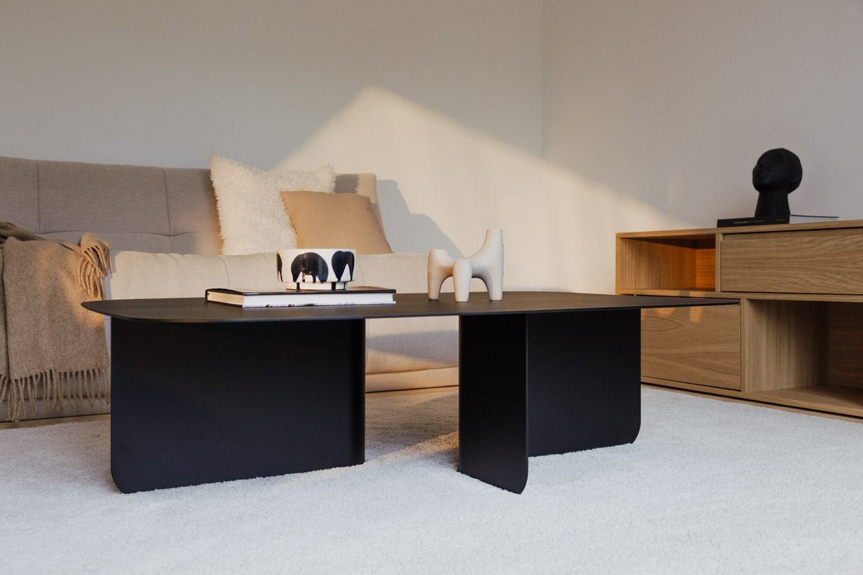 Table basse Livia – design Japandi en tôle thermolaquée