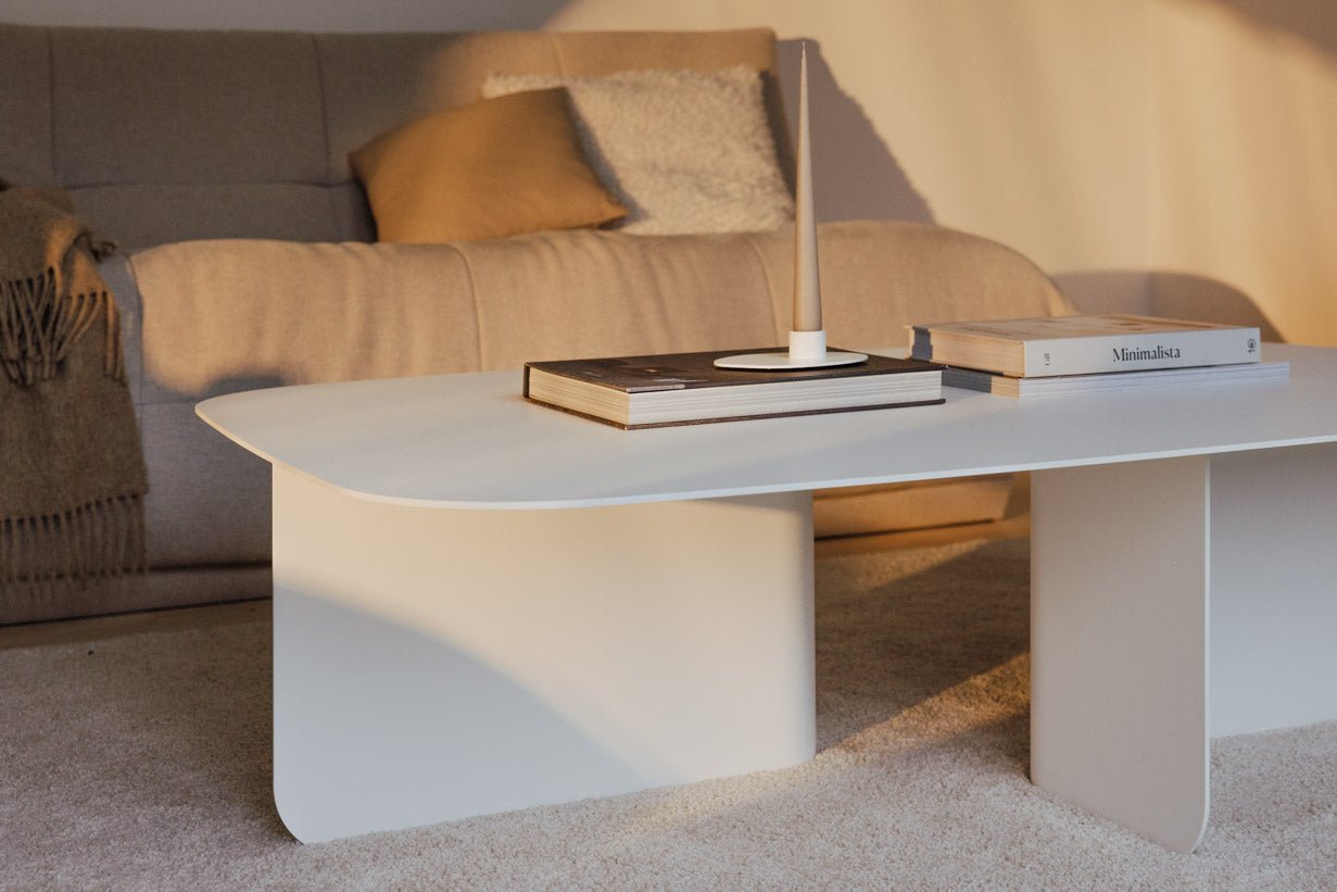 Table basse Livia – design Japandi en tôle thermolaquée