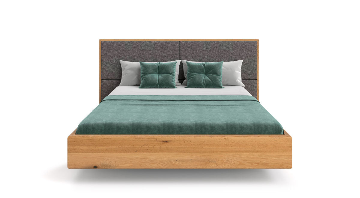 Lit design Valent en Chêne massif à effet suspendu