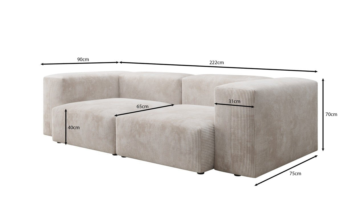 Designer 2-zits bank Snug in Ribstof