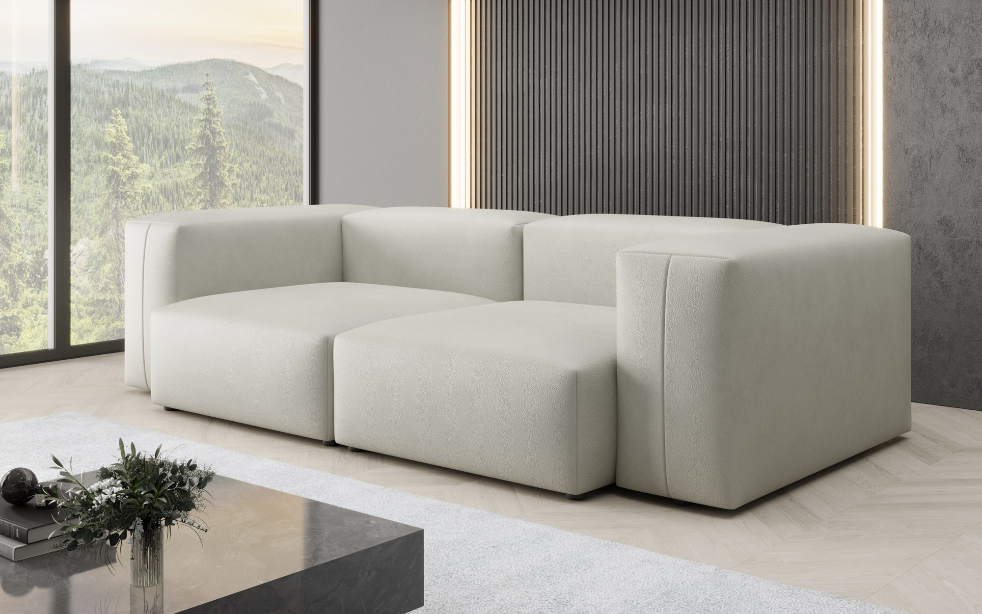 Designer 2-zits bank Snug van echt leer