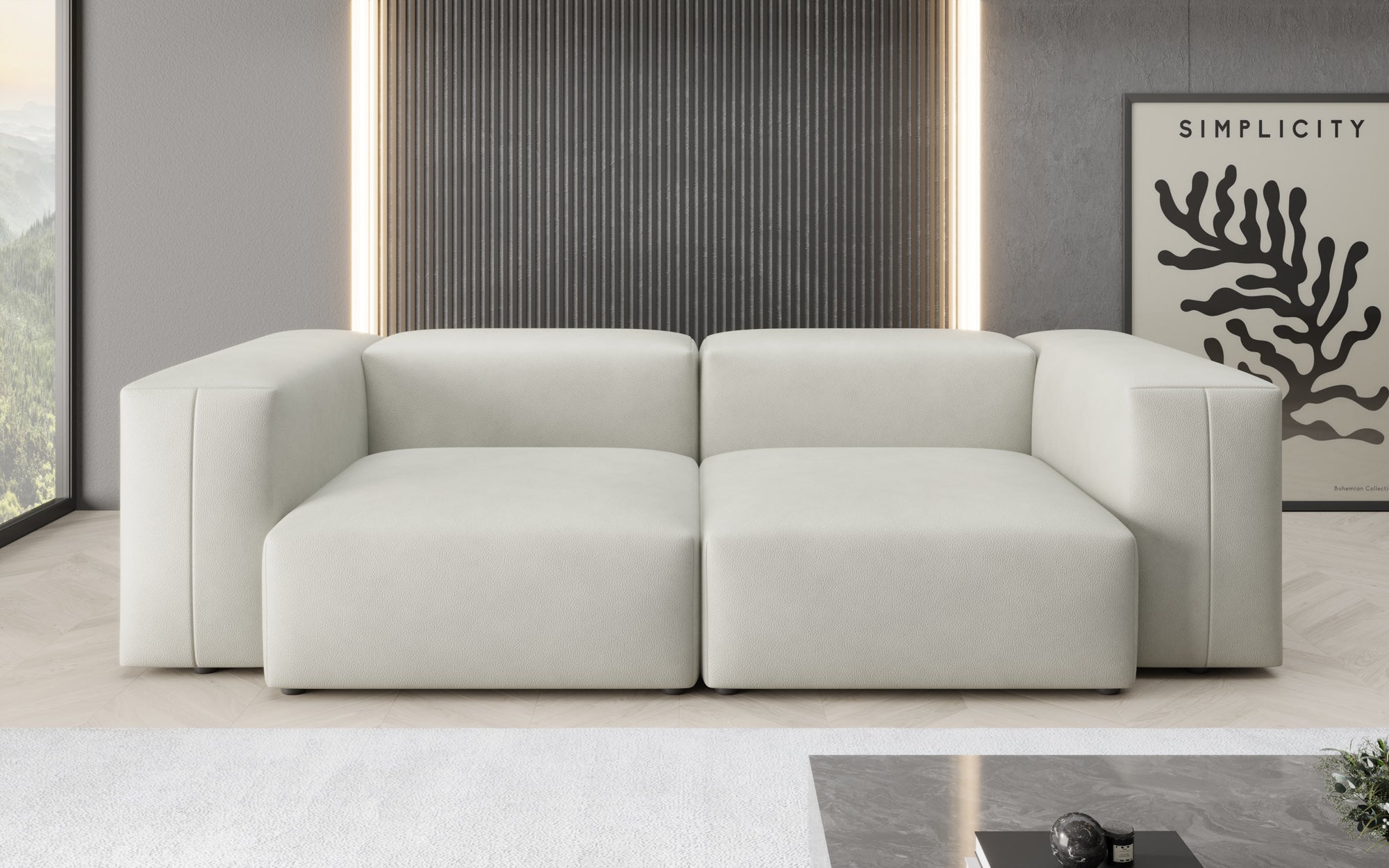 Designer 2-zits bank Snug van echt leer
