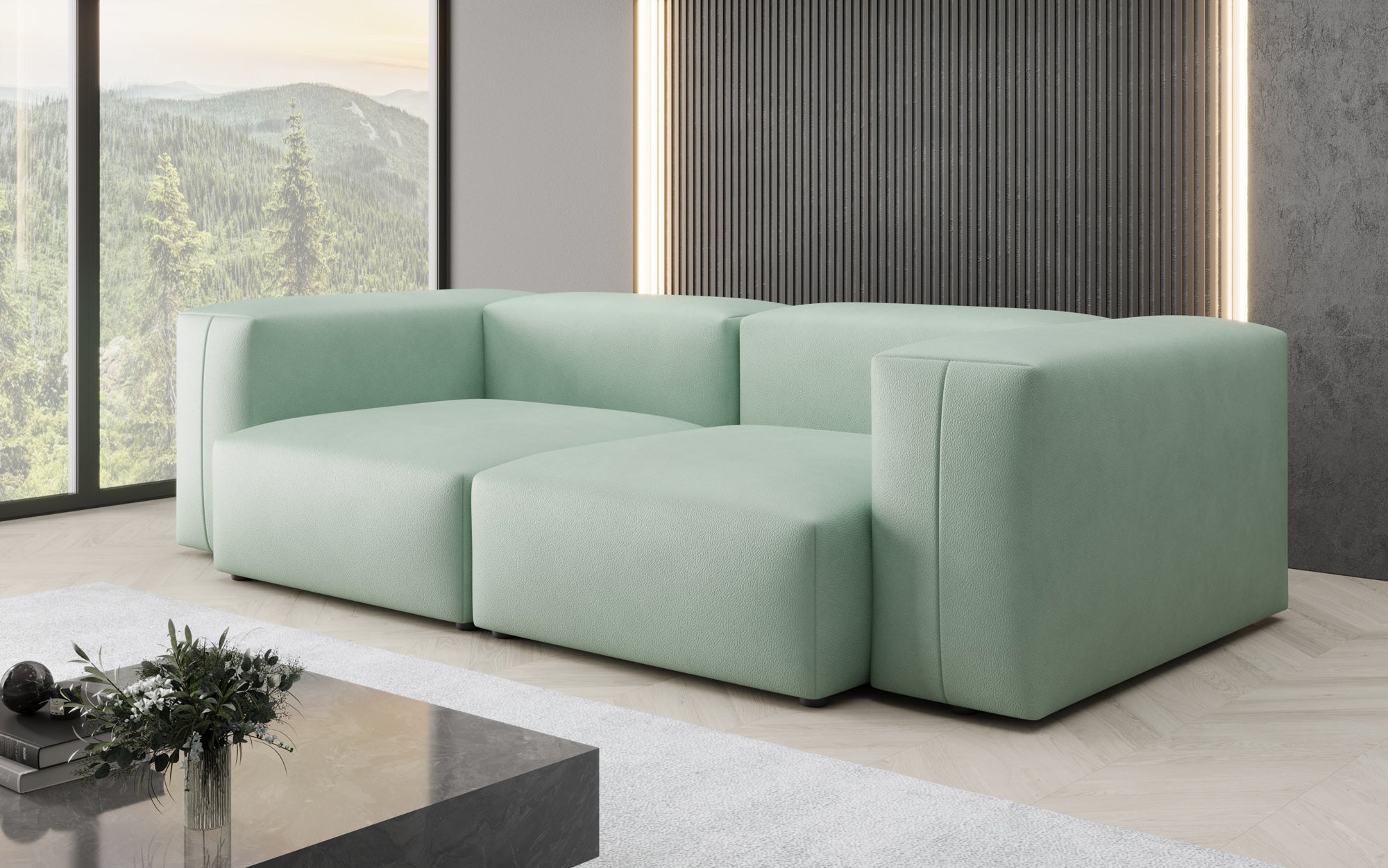 Designer 2-zits bank Snug van echt leer