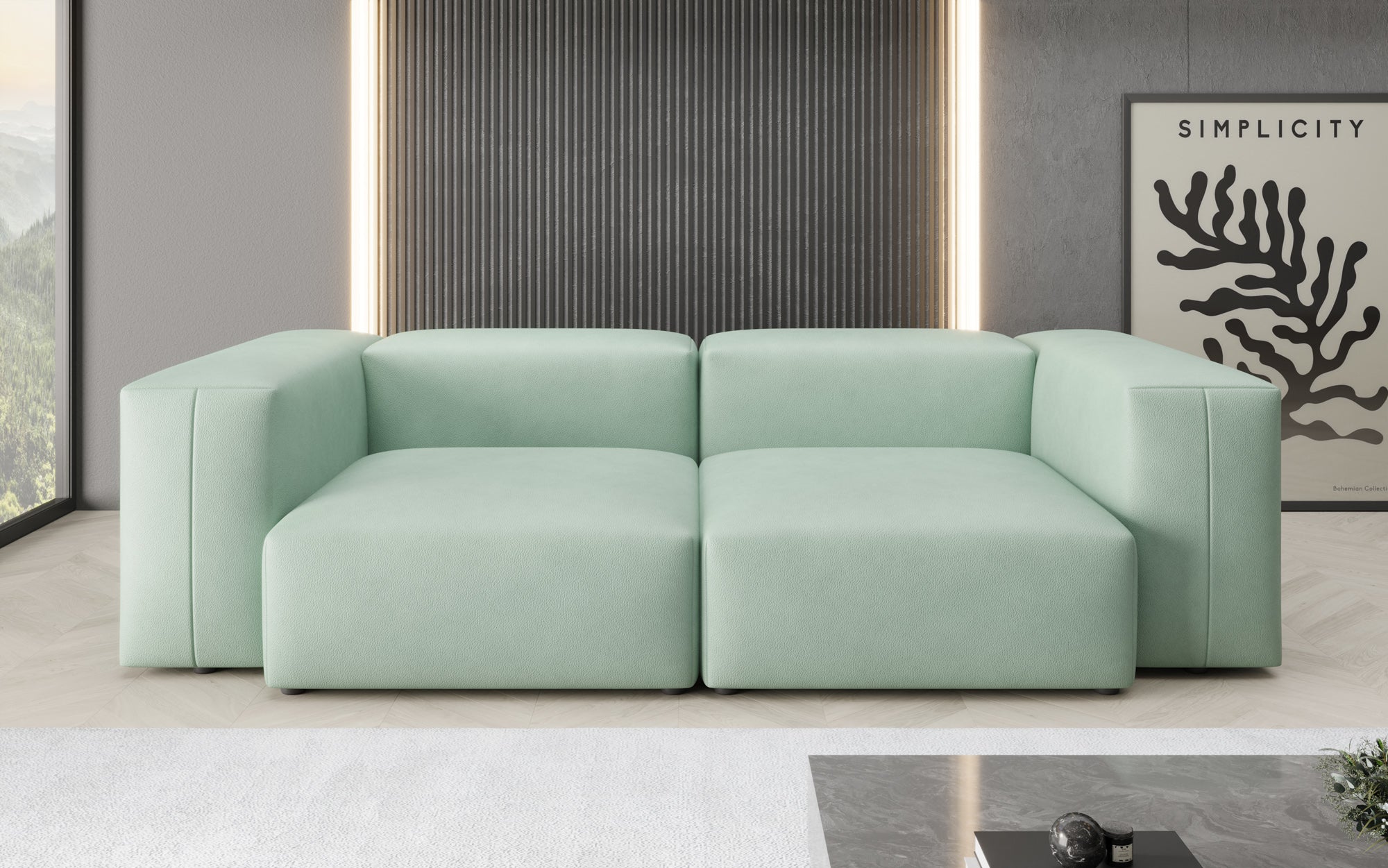 Designer 2-zits bank Snug van echt leer