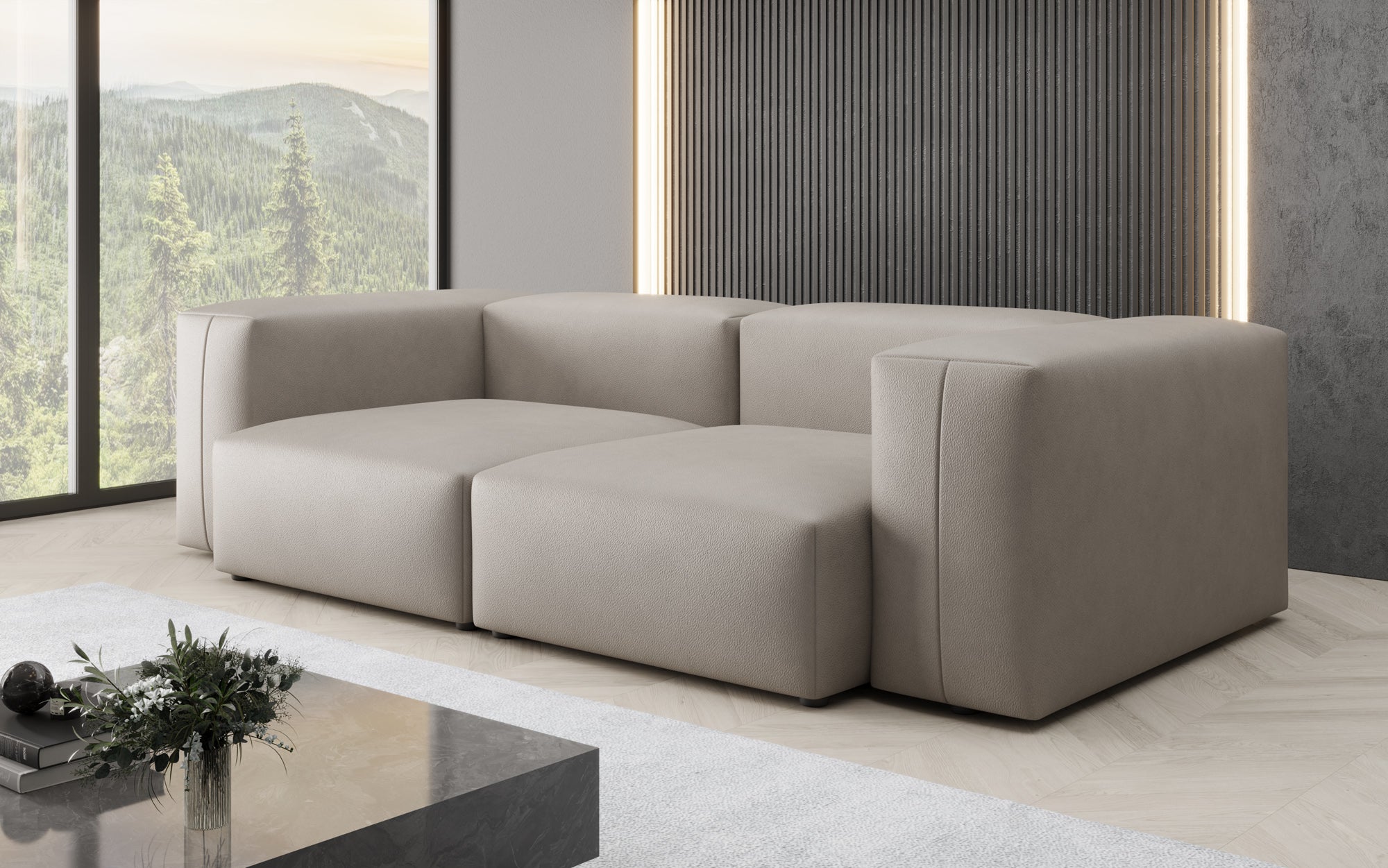 Designer 2-zits bank Snug van echt leer