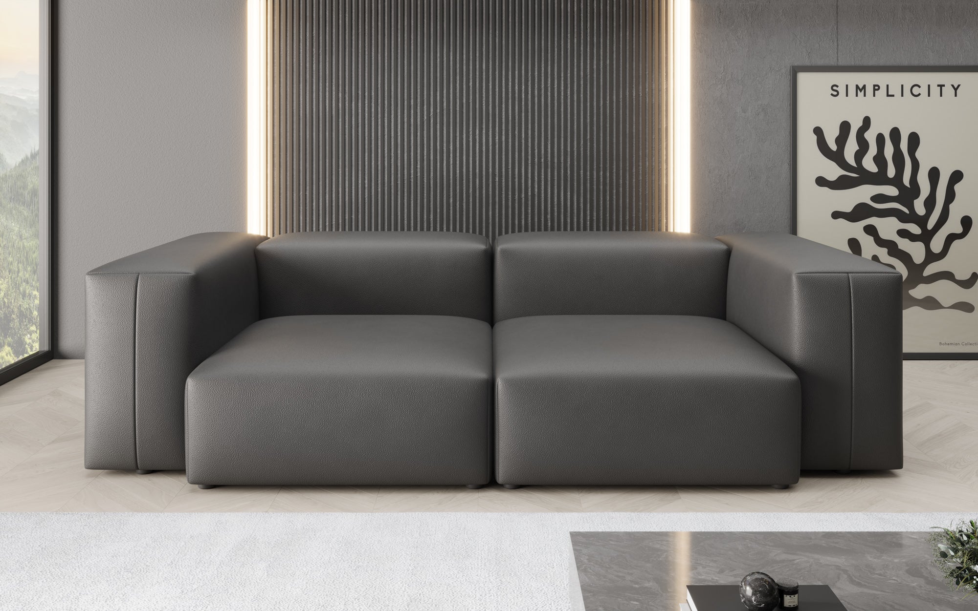 Designer 2-zits bank Snug van echt leer