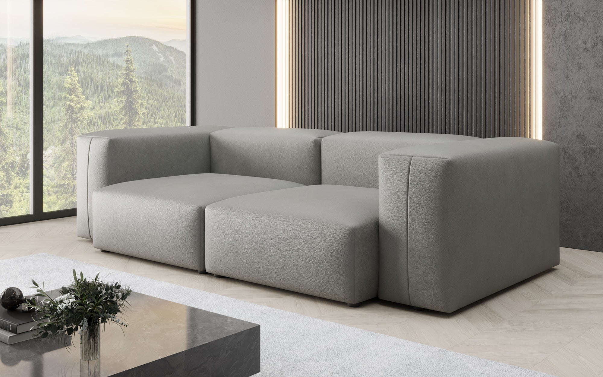 Designer 2-zits bank Snug van echt leer
