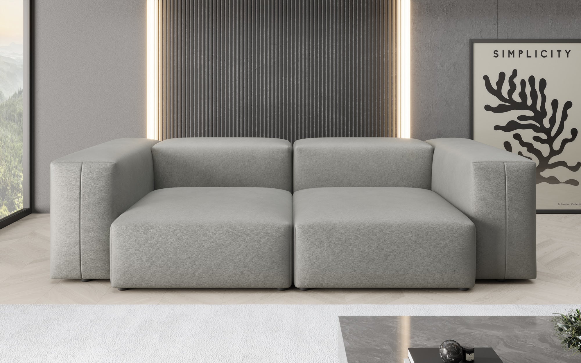 Designer 2-zits bank Snug van echt leer